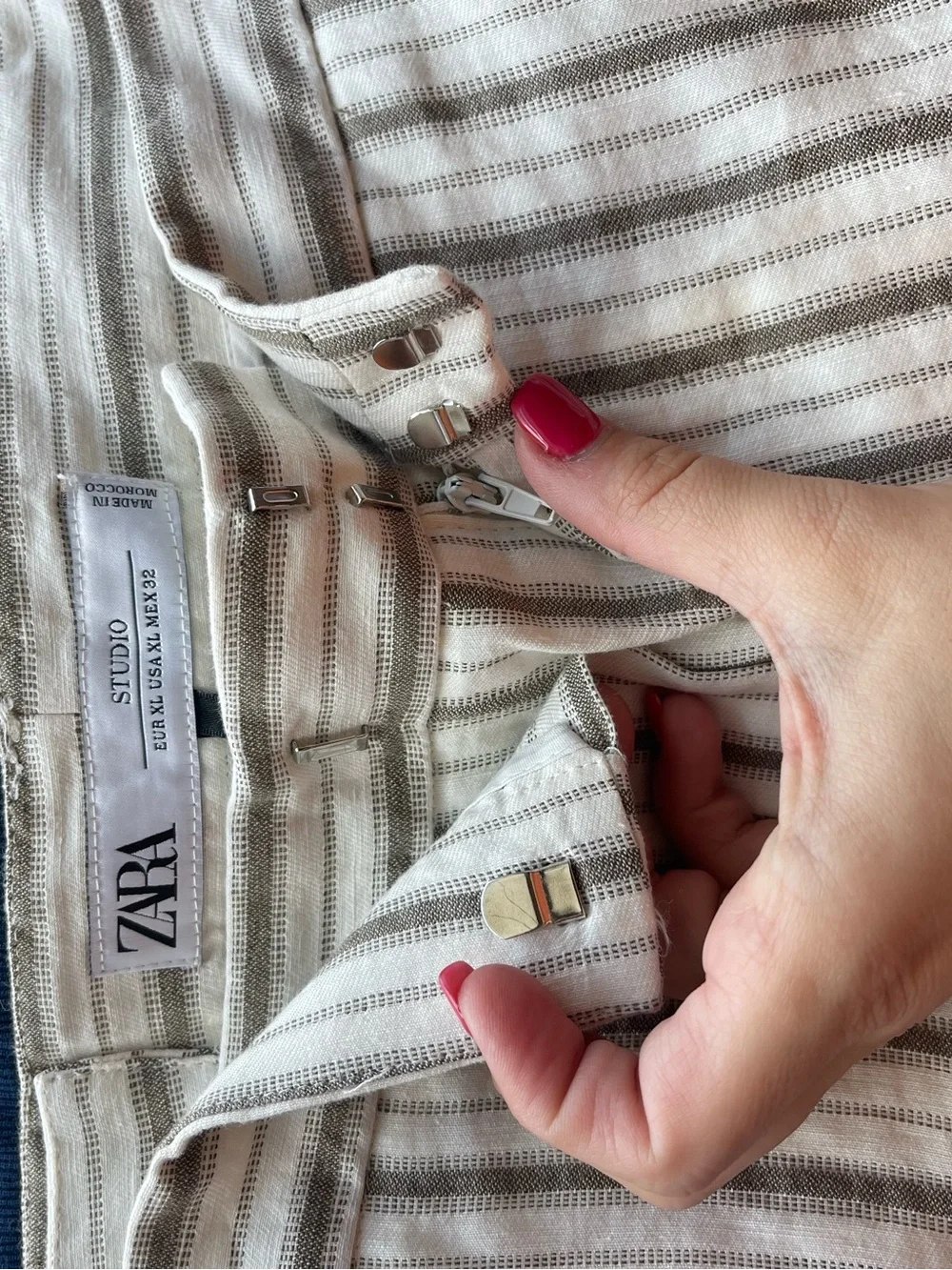 Zara Studio Linen Striped Wide Leg Wrap Trouser Pants Size XL NWT